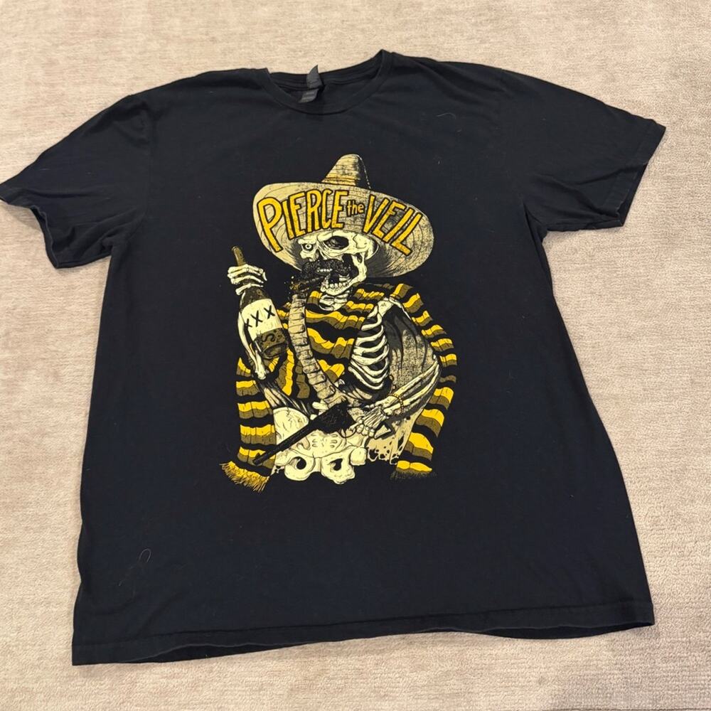 Pierce The Veil Bandito Skeleton T Shirt Mens L Unisex Graphic Tee Punk Emo Alt